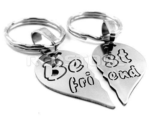 Oceľové kľúčenky BEST FRIEND - rozlomené srdiečko